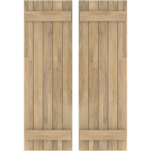 Ekena Millwork Americraft 5-Board, 2 Batten Exterior Real Wood Joined Board-n-Batten Shutters, ARW101BB518X77UNH, PR ARW101BB518X77UNH - main